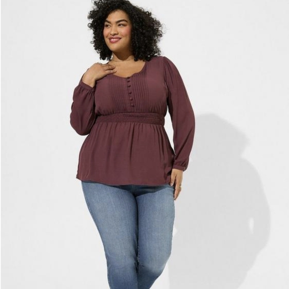 NWT 2X Torrid Pintuck Babydoll Blouse - Picture 4 of 4